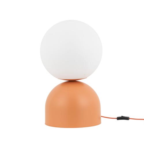 Lampka stołowa z pomarańczową podstawą i białym kloszem kulką MIKI SALMON BIG nowoczesna 1xE27 11432 TK Lighting