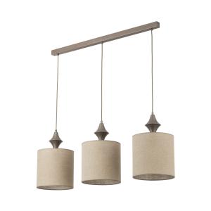 Minimalistyczna lampa wisząca na listwie z trzema lnianymi kloszami do jadalni AMURA NEW BROWN 3xE27 11440 TK Lighting