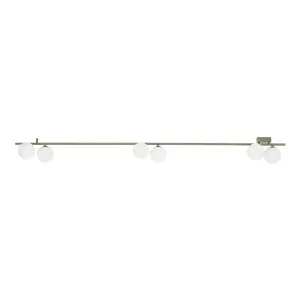 Podłużna, zielona listwa sufitowa z sześcioma białymi, szklanymi kloszami do jadalni IMELO OLIVE 6xG9 11480 TK Lighting
