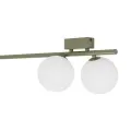 Podłużna, zielona listwa sufitowa z sześcioma białymi, szklanymi kloszami do jadalni IMELO OLIVE 6xG9 11480 TK Lighting
