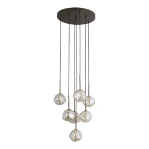 Lampa wisząca 7-punktowa LAVA BROWN z brązową podstawą i transparentnymi kloszami 7XG9 11328 TK Lighting