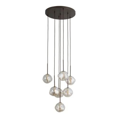 Lampa wisząca 7-punktowa LAVA BROWN z brązową podstawą i transparentnymi kloszami 7XG9 11328 TK Lighting