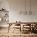 Lampa wisząca z trzema brązowymi abażurami na czarnej listwie do salonu w stylu boho CALISTO JUTA 3xE27 - 10978
