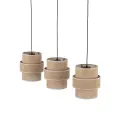 Lampa wisząca z trzema brązowymi abażurami na czarnej listwie do salonu w stylu boho CALISTO JUTA 3xE27 - 10978