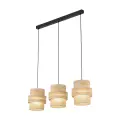 Lampa wisząca z trzema brązowymi abażurami na czarnej listwie do salonu w stylu boho CALISTO JUTA 3xE27 - 10978