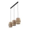 Lampa wisząca z trzema brązowymi abażurami na czarnej listwie do salonu w stylu boho CALISTO JUTA 3xE27 - 10978