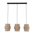 Lampa wisząca z trzema brązowymi abażurami na czarnej listwie do salonu w stylu boho CALISTO JUTA 3xE27 - 10978