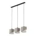 Nowoczesna lampa wisząca z trzema podwójnymi abażurami do salonu lub jadalni ELBRUS LINEN 3xE27 TK Lighting