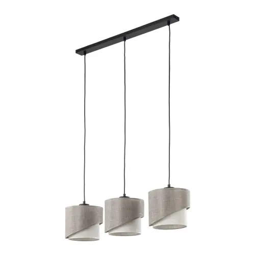 Nowoczesna lampa wisząca z trzema podwójnymi abażurami do salonu lub jadalni ELBRUS LINEN 3xE27 TK Lighting