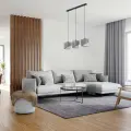 Nowoczesna lampa wisząca z trzema podwójnymi abażurami do salonu lub jadalni ELBRUS LINEN 3xE27 TK Lighting