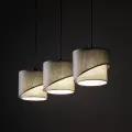 Nowoczesna lampa wisząca z trzema podwójnymi abażurami do salonu lub jadalni ELBRUS LINEN 3xE27 TK Lighting
