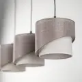 Nowoczesna lampa wisząca z trzema podwójnymi abażurami do salonu lub jadalni ELBRUS LINEN 3xE27 TK Lighting
