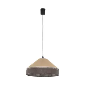 Lampa wisząca do wnętrz w stylu boho, dwukolorowy abażur ⌀38,5cm ELISS BLACK JUTA 1xE27 TK Lighting