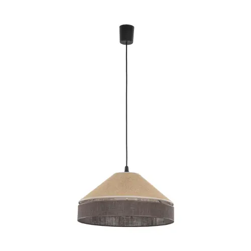 Lampa wisząca do wnętrz w stylu boho, dwukolorowy abażur ⌀38,5cm ELISS BLACK JUTA 1xE27 TK Lighting