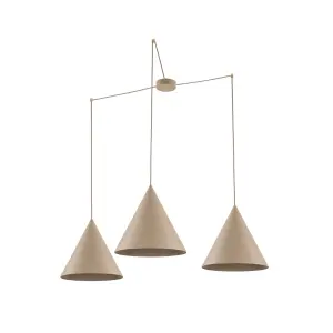 Lampa wisząca z trzema zwieszanymi na linkach kloszami stożkami do salonu CONO SABIA 3xE27 11153 TK Lighting