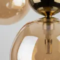 Lampa wisząca z trzema szklanymi, bursztynowymi kloszami i złotymi akcentami w stylu glamour SIA GOLD 10898 3xG9 TK Lighting