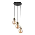 Lampa wisząca z trzema szklanymi, bursztynowymi kloszami i złotymi akcentami w stylu glamour SIA GOLD 10898 3xG9 TK Lighting