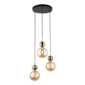 Lampa wisząca z trzema szklanymi, bursztynowymi kloszami i złotymi akcentami w stylu glamour SIA GOLD 10898 3xG9 TK Lighting