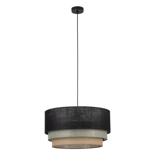 Lampa wisząca z potrójnym, kolorowym abażurem z juty i tkaniny do jadalni lub sypialni 1xE27 TRIO MIX 10902 TK Lighting