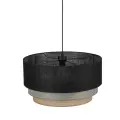 Lampa wisząca z potrójnym, kolorowym abażurem z juty i tkaniny do jadalni lub sypialni 1xE27 TRIO MIX 10902 TK Lighting