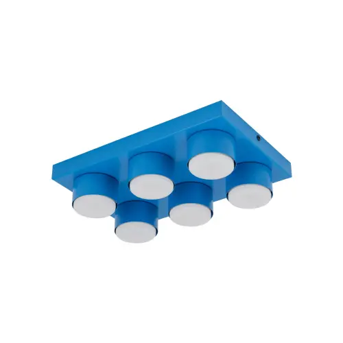 6-punktowa niebieska lampa sufitowa na gwint 6xGX53 do nowoczesnego salonu BRIX BLUE 11285 TK Lighting