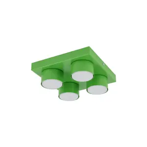 Nowoczesna lampa sufitowa kwadratowa zielona do pokoju gościnnego BRIX GREEN 4xGX53 11287 TK Lighting