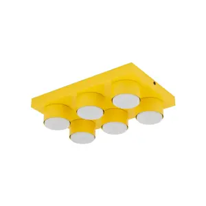 Oryginalna lampa sufitowa w zółtym kolorze, idealna do nowoczesnego salonu BRIX YELLOW 11291 6xGX53 TK Lighting