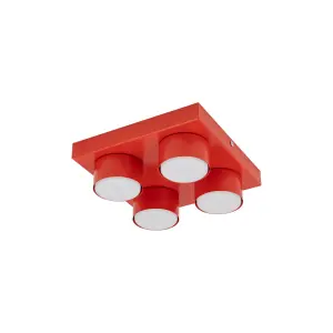 4-punktowa lampa sufitowa czerwona ze spotami do nowoczesnych aranżacji BRIX RED 11293 TK Lighting