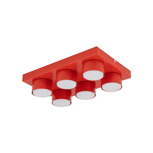 Lampa sufitowa o wyrazistym, czerwonym odcieniu na gwint 6xGX53 BRIX RED 11294 TK Lighting