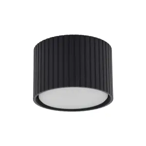 Czarna tuba natynkowa ryflowana do oświetlenia przedpokoju, holu, biura FERRO BLACK DOWNLIGHT+ 11655 1xGX53 TK Lighting