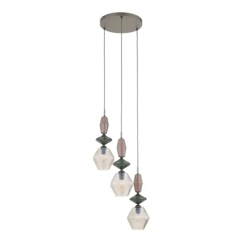 ZEN NEW BROWN FUSO COGNAC LAMPA WISZĄCA 3XE14 KOŁO - 11867