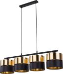 Lampa wisząca z czterema czarno-złotymi kloszami na metalowej listwie 4xE27 HILTON - 4342