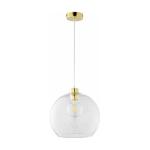Elegancka lampa wisząca z przezroczystym, szklanym kulistym kloszem i złotymi elementami 1xE27 CUBUS - 2742