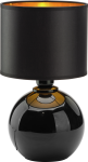 Stylowa lampka nocna z czarną, szklaną podstawą i czarno-złotym abażurem PALLA SMALL BLACK/GOLD 1xE27 - 5068