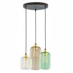 Lampa wisząca z kolorowymi, szklanymi kloszami na okrągłej rozecie MARCO GREEN 3xE27 - 3325