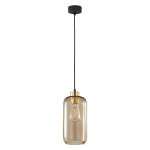 Lampa wisząca z brązowym, podłużnym szklanym kloszem i złotymi akcentami MARCO GREEN 1xE27 - 3314
