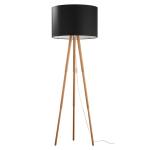 Elegancka lampa podłogowa do salonu - drewniane nogi i tkaninowy, czarny abażur TOKYO 1xE27 - 5298