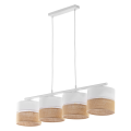 Poczwórna, biała lampa wisząca z kloszami na listwie z tkaniny i juty 4xE27 LINOBIANCO 6576 TK Lighting