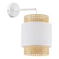 Stylowa lampa ścienna z tkaninowym kloszem i detalami z ratanu w stylu eco seria BOHO na E27 6538 TK Lighting