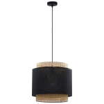 Lampa wisząca do jadalni lub salonu w stylu boho, rattan + tkanina Ø38cm BOHO BLACK - 6542
