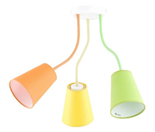 Lampa sufitowa z trzema kolorowymi abażurami na elastycznych ramionach do pokoju dziecięcego 3xE27 WIRE COLOUR TK Lighting