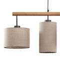 Nowoczesna lampa wisząca na drewnianej belce z czterema różnymi abażurami z lnu DEVA NATURE 6108 4xE27 TK Lighting