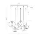 Lampa wisząca do nowoczesnego salonu lub jadalni - sześć szklanych kloszy w odcieniu lustrzanego grafitu 6xE27 CUBUS GRAPHITE 2833 TK Lighting