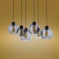 Lampa wisząca do nowoczesnego salonu lub jadalni - sześć szklanych kloszy w odcieniu lustrzanego grafitu 6xE27 CUBUS GRAPHITE 2833 TK Lighting