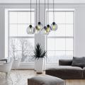 Lampa wisząca do nowoczesnego salonu lub jadalni - sześć szklanych kloszy w odcieniu lustrzanego grafitu 6xE27 CUBUS GRAPHITE 2833 TK Lighting