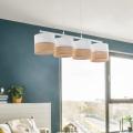 Poczwórna, biała lampa wisząca z kloszami na listwie z tkaniny i juty 4xE27 LINOBIANCO 6576 TK Lighting