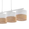 Poczwórna, biała lampa wisząca z kloszami na listwie z tkaniny i juty 4xE27 LINOBIANCO 6576 TK Lighting