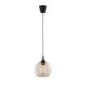 Minimalistyczna lampa wisząca z pojedynczym, szklanym kloszem w kolorze bursztynowym CUBUS 1xE27 TK Lighting
