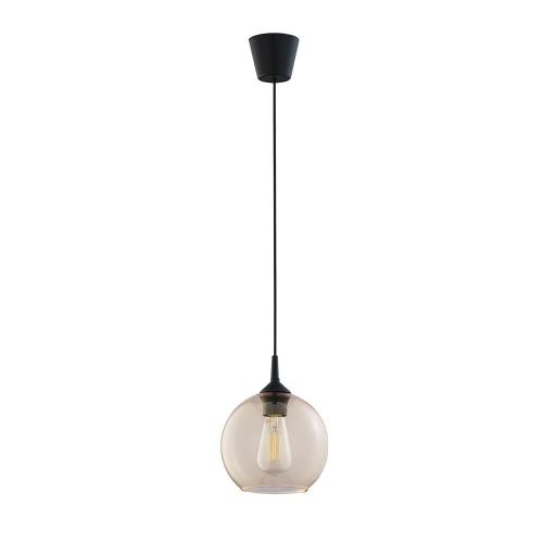 Minimalistyczna lampa wisząca z pojedynczym, szklanym kloszem w kolorze bursztynowym CUBUS 1xE27 TK Lighting