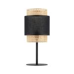 Czarno-słomkowa lampka nocna, stołowa do wnętrz w stylu boho - rattan i tkanina BOHO BLACK 1xE27 - 5567